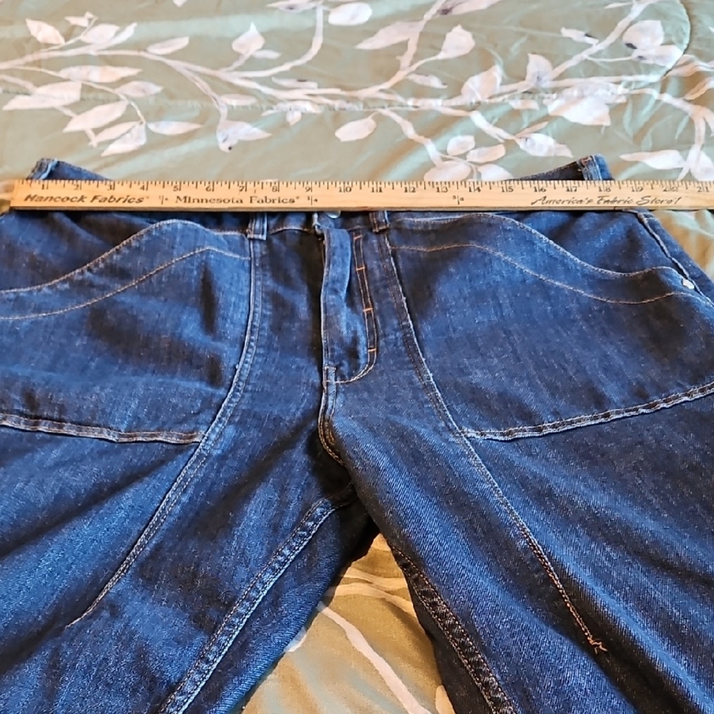 Dark Blue Denim Jeans with Front Patch Pockets - Picture 3 of 12